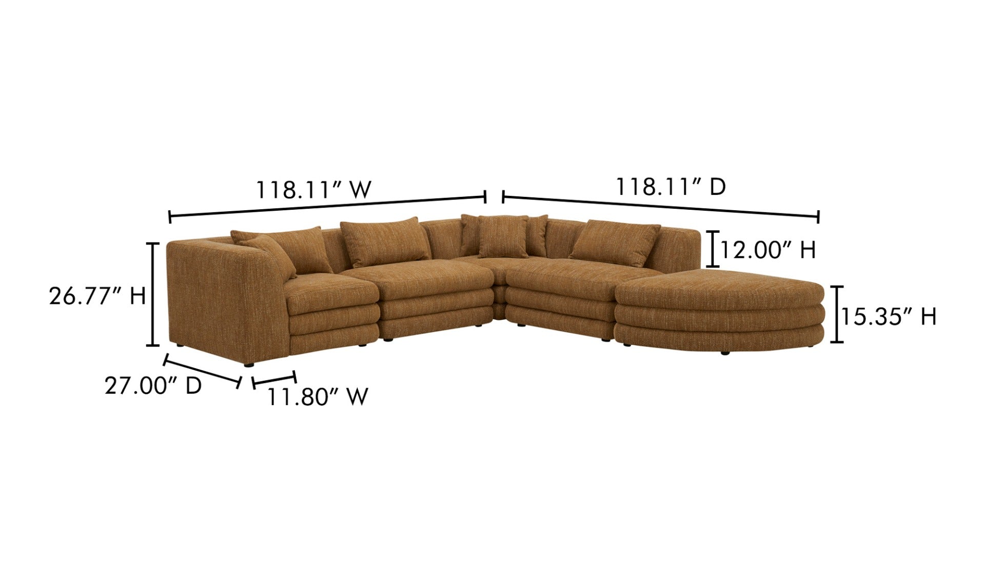 Lowtide Alcove Modular Sectional Amber Glow