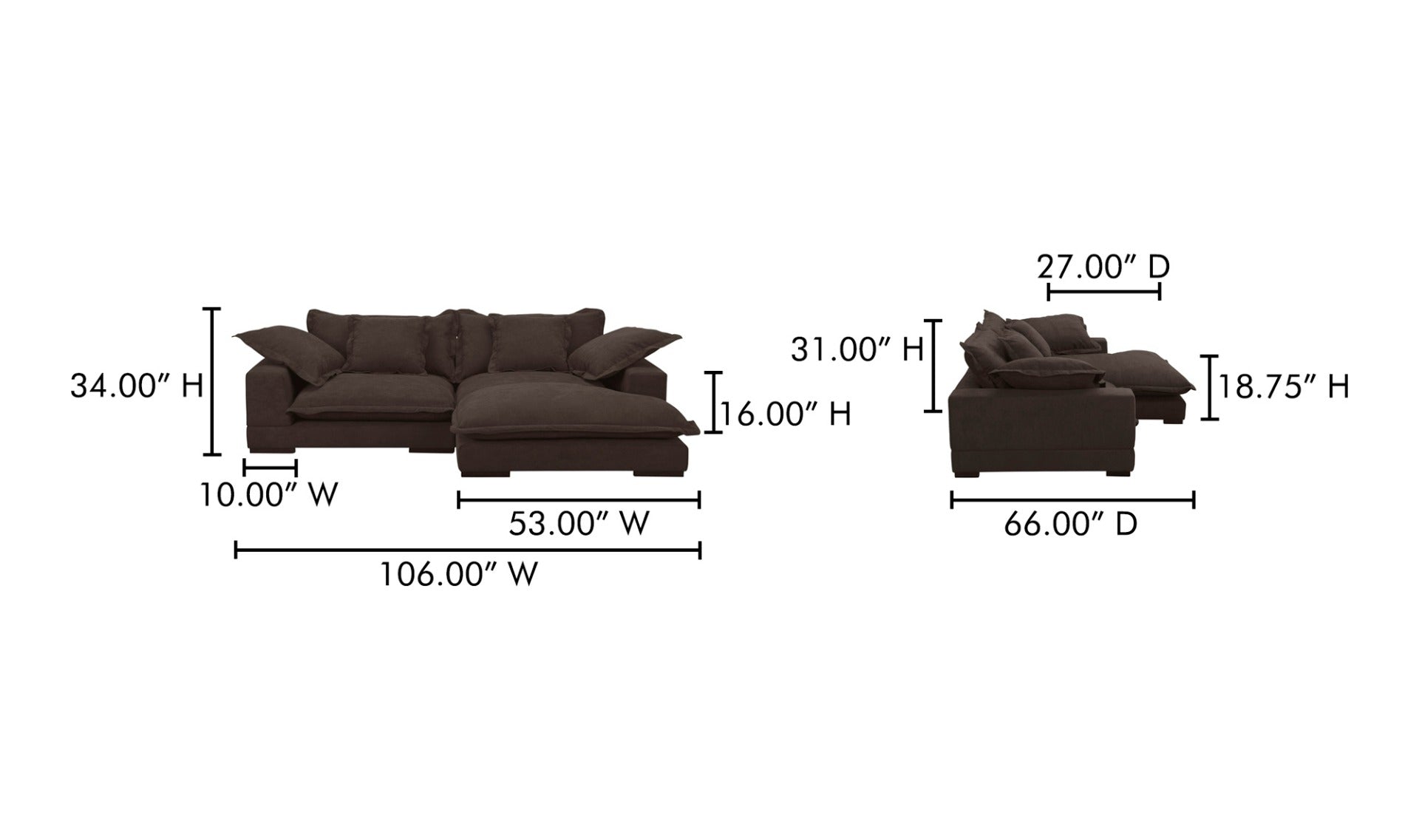 Daydream Sectional Dark Brown