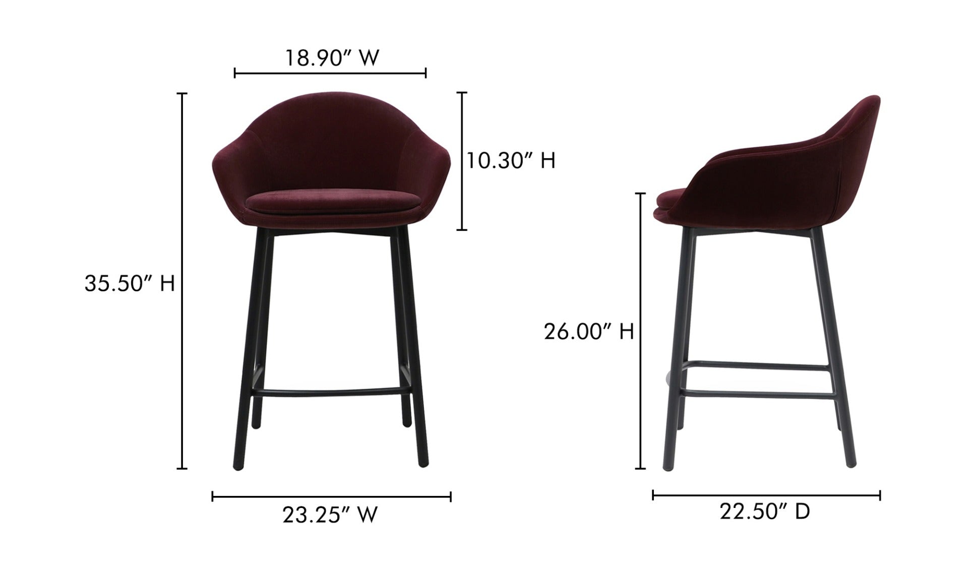 Emily Counter Stool Wine Velvet