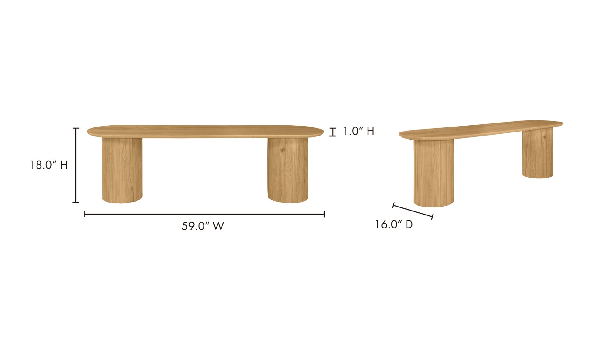 Povera Dining Bench Natural Oak