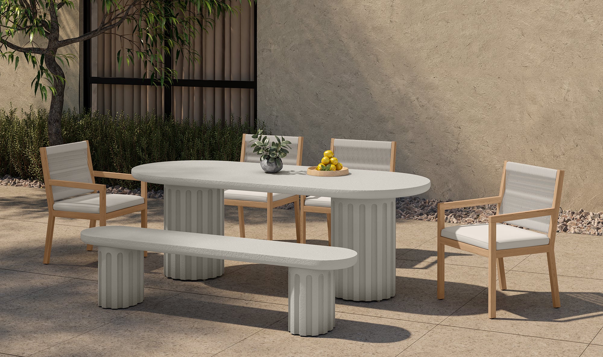 Eris Outdoor Dining Bench White