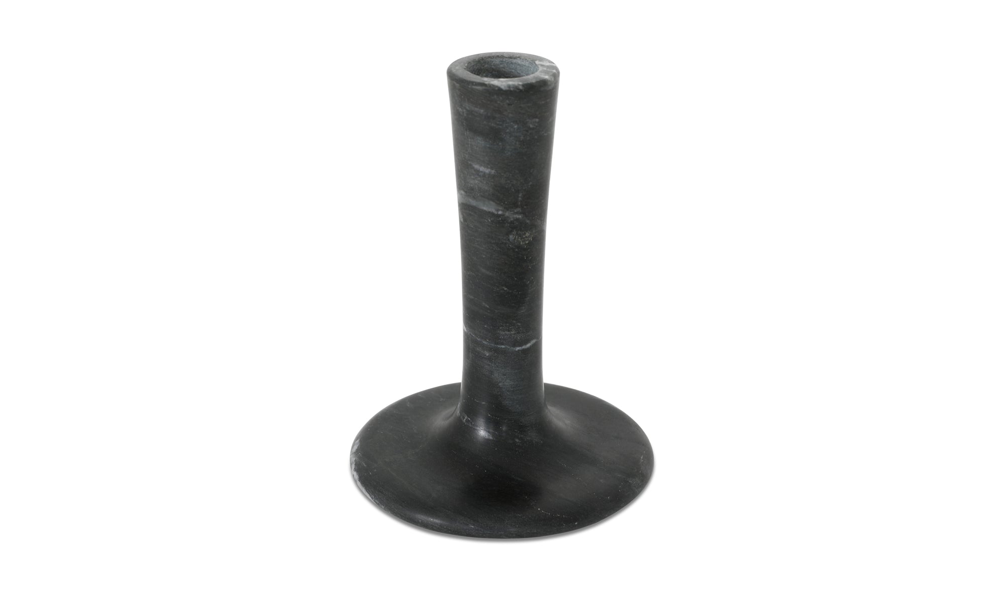 East Tall Candle Holder Black Veined Marble
