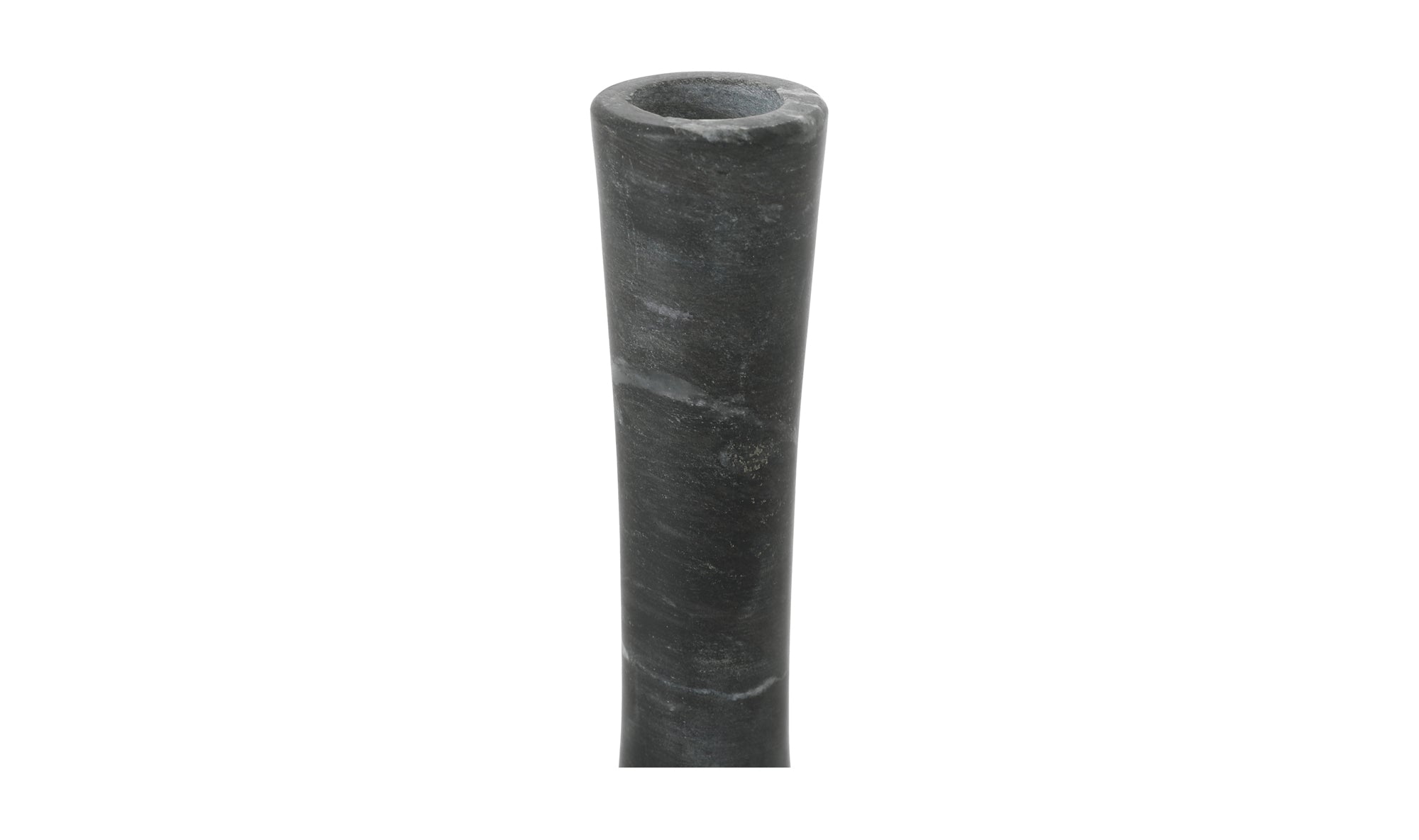 East Tall Candle Holder Black Veined Marble