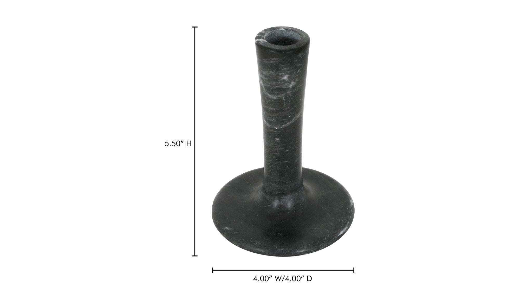 East Tall Candle Holder Black Veined Marble