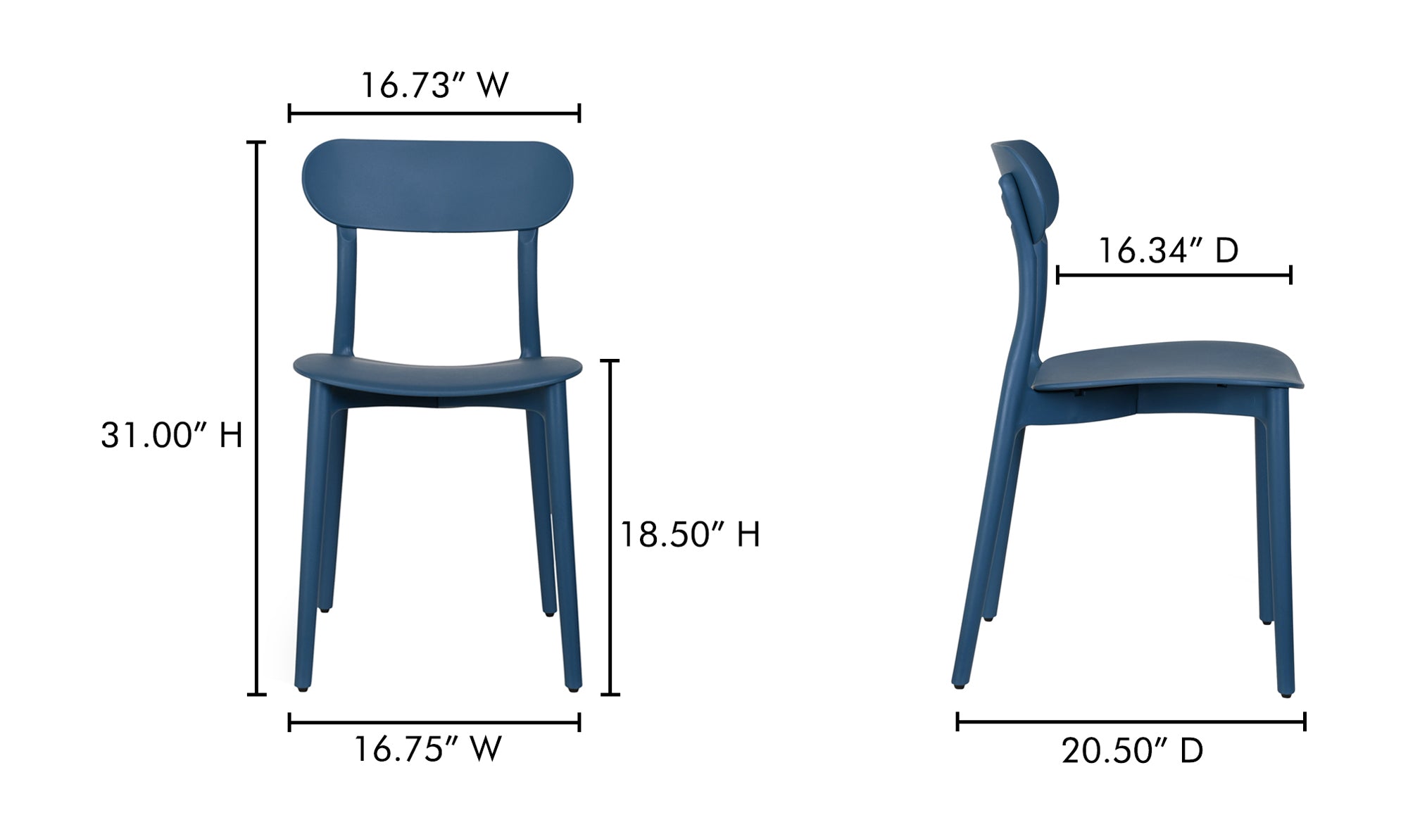 Kent Outdoor Dining Chair Navy - Set Of Two
