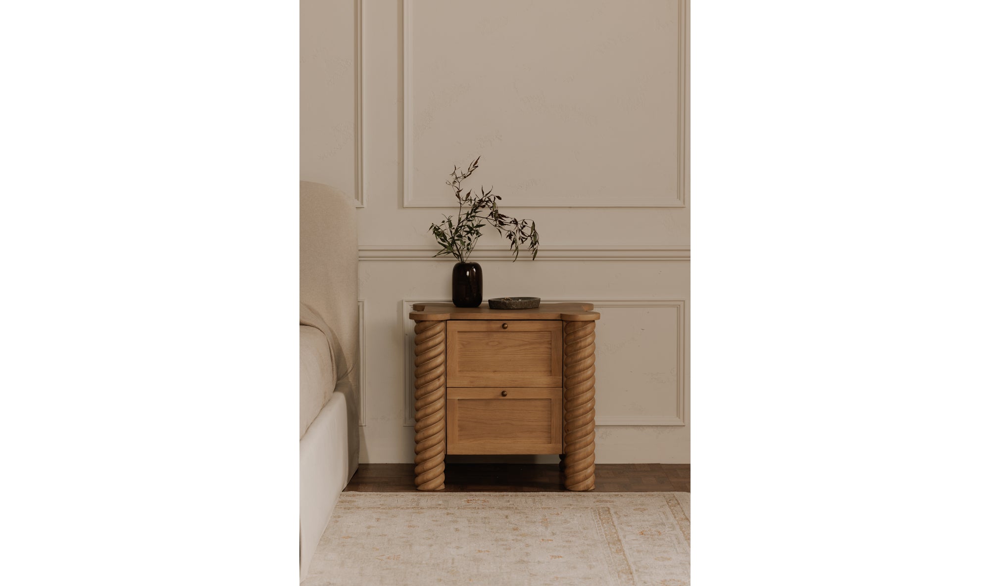 Treccia 2 Drawer Nightstand Oak