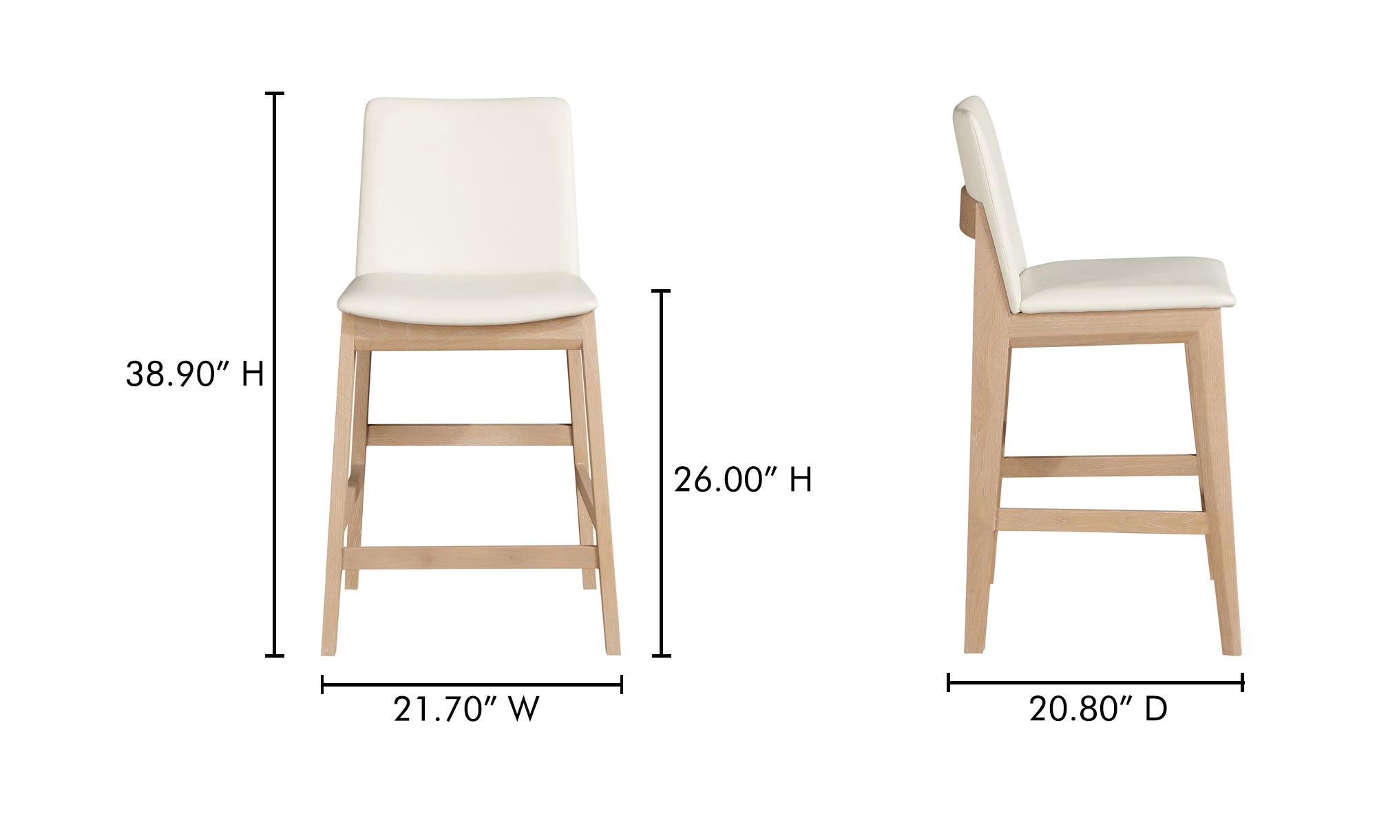 Deco Oak Counter Stool White PVC