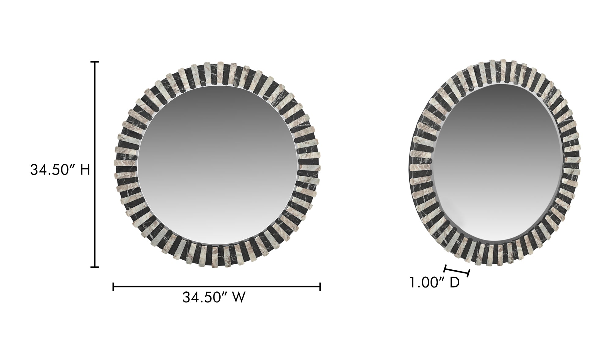 Isolde Mirror Black and Beige Marble