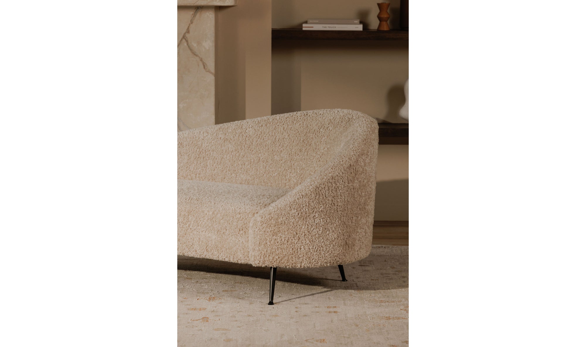 Abigail Chaise Light Brown Faux Shearling
