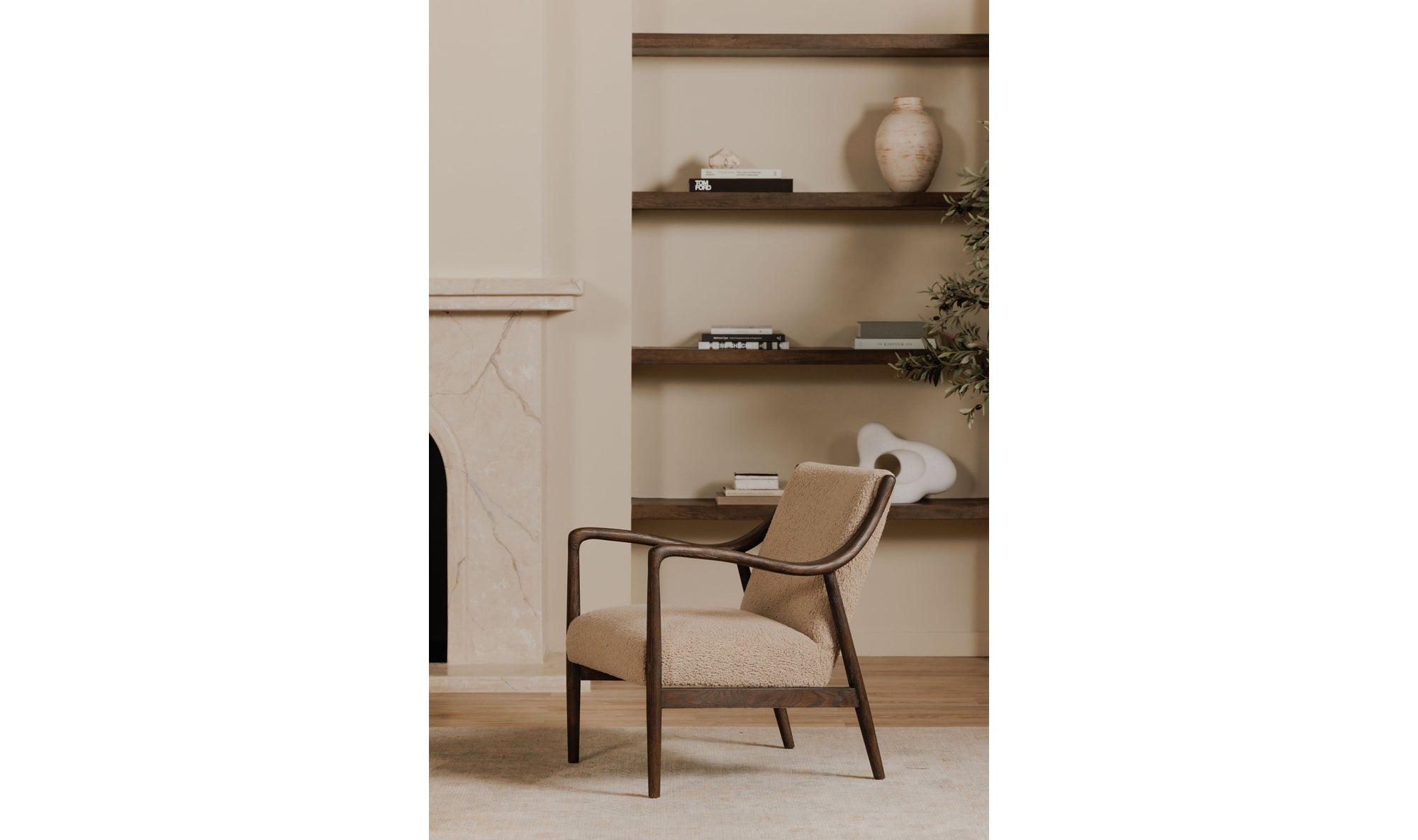 Yates Accent Chair Beige Faux Shearling