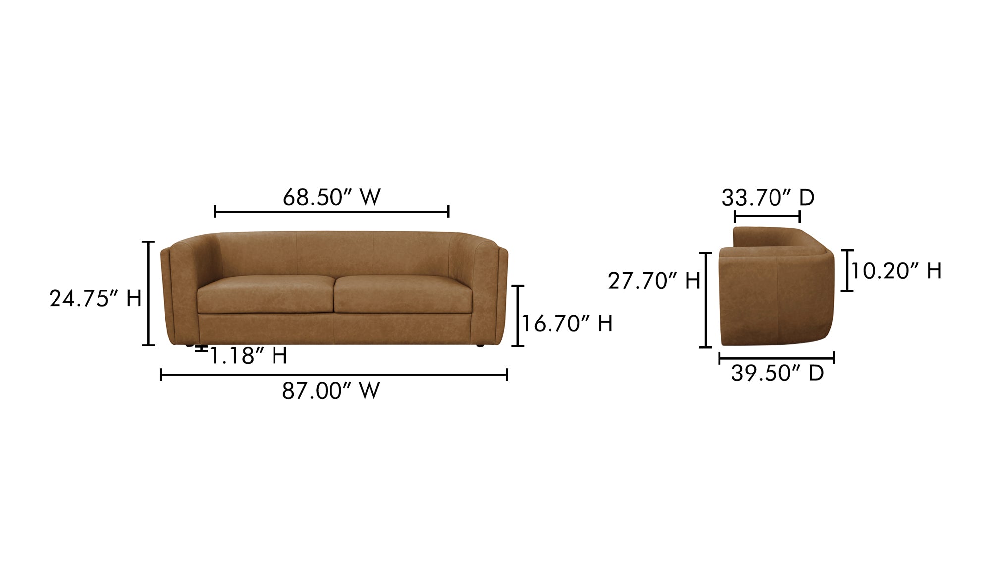 Alora Sofa Tan Leather