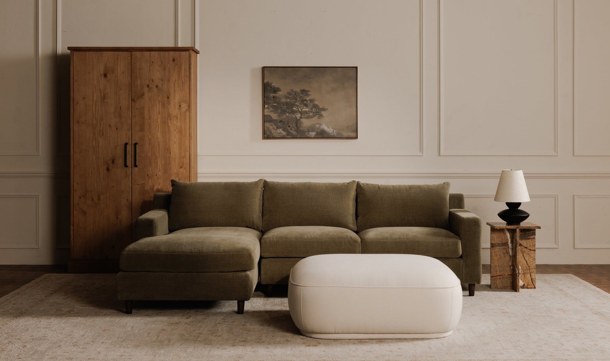 Marion Square Ottoman White