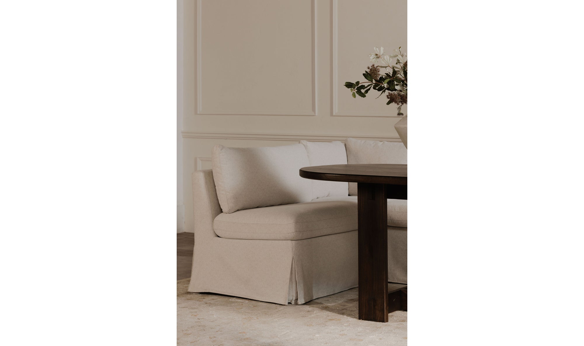 Fable Slipcover Dining Chair and Half Beige