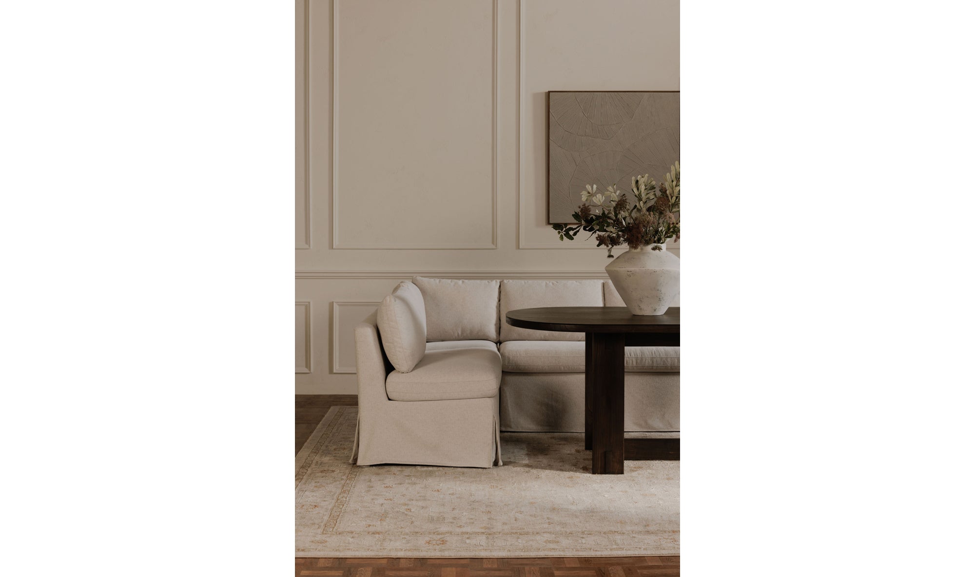 Fable Slipcover Dining Corner Chair Beige