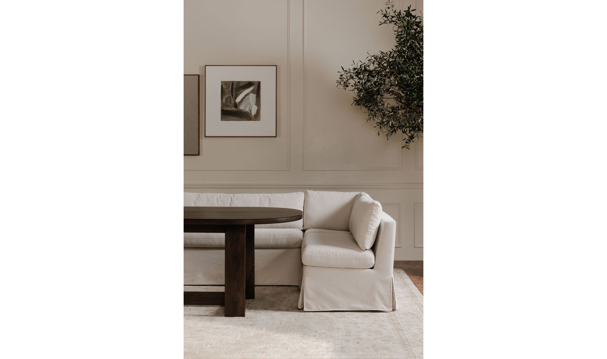 Fable Slipcover Dining Corner Chair Beige