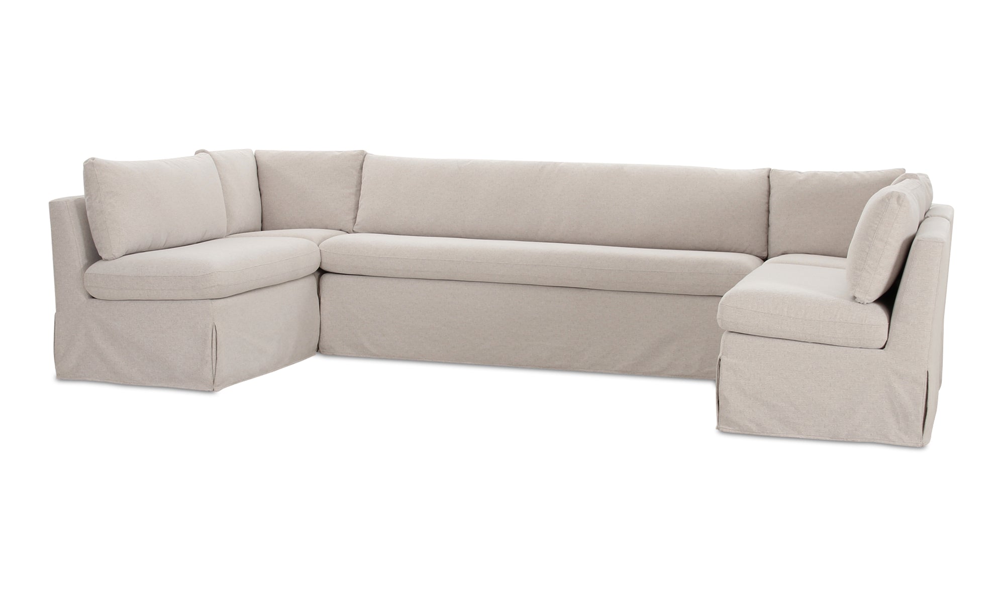 Fable Slipcover Dining Banquette U-Shape Beige 129In