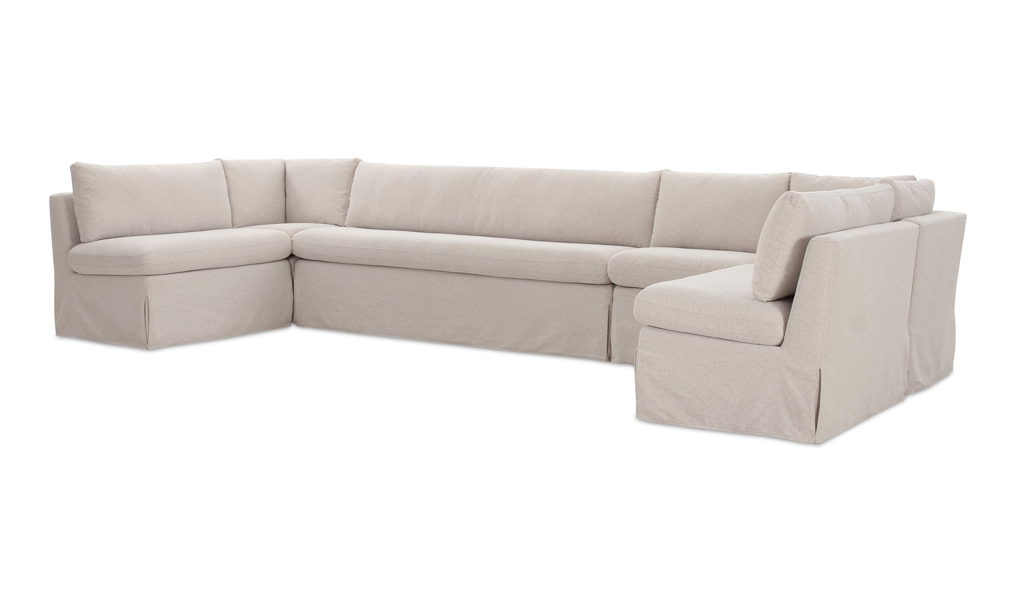 Fable Slipcover Dining Banquette U-Shape Beige 154In