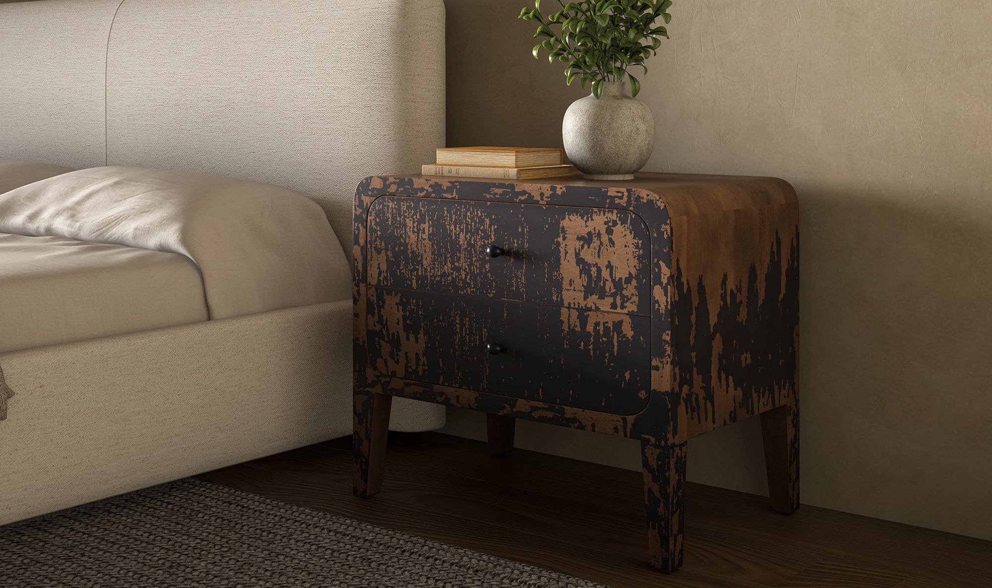 Iris Nightstand Distressed Black
