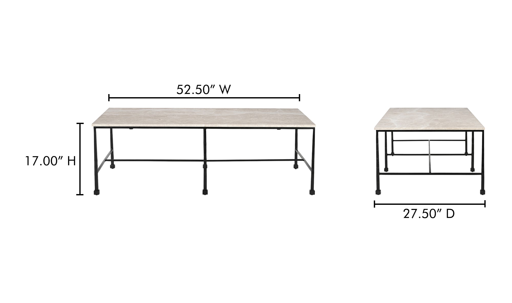 River Coffee Table Botticino Marble
