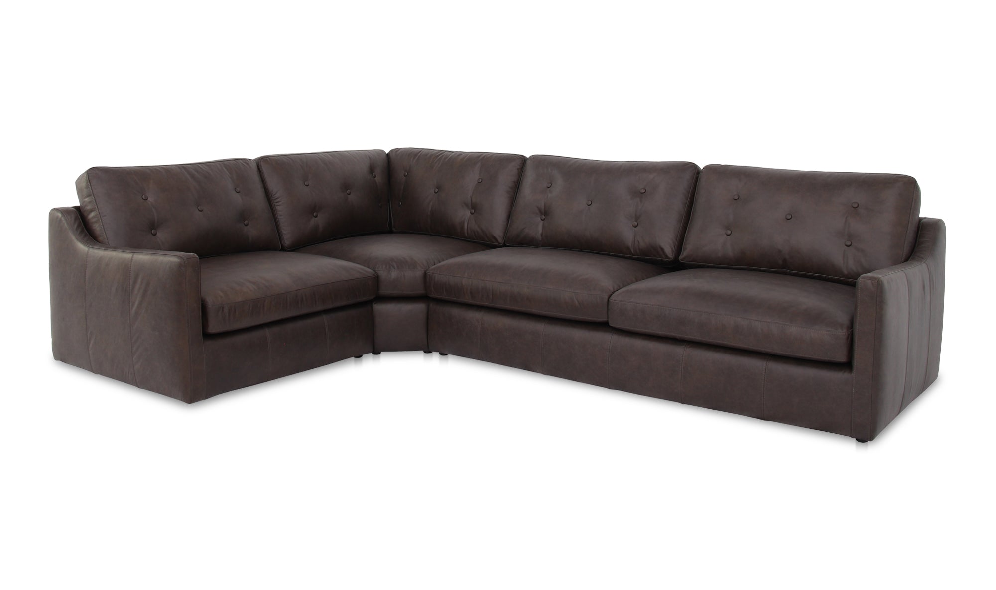 Thurlow 3 Piece Left Modular Sectional Espresso Brown Leather