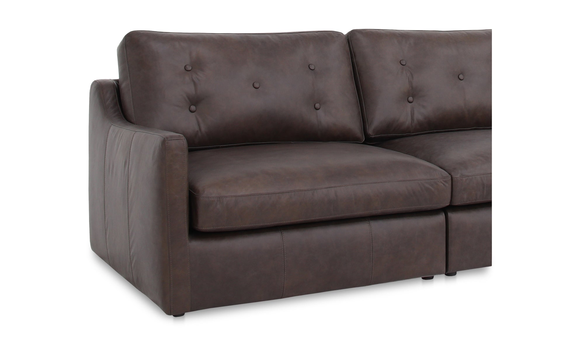 Thurlow 3 Piece Left Modular Sectional Espresso Brown Leather
