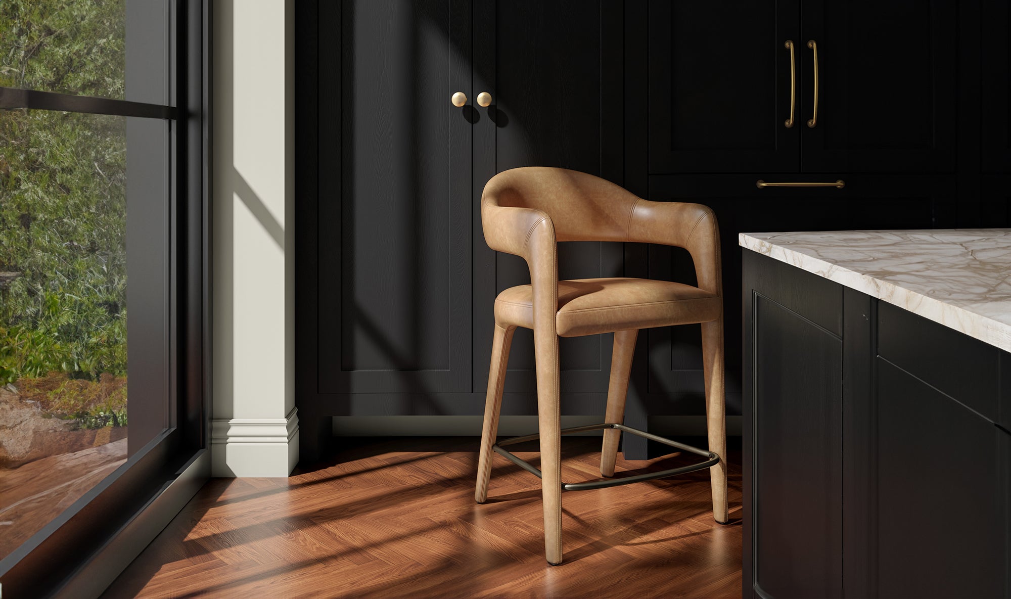 Martens Counter Stool Brown Leather