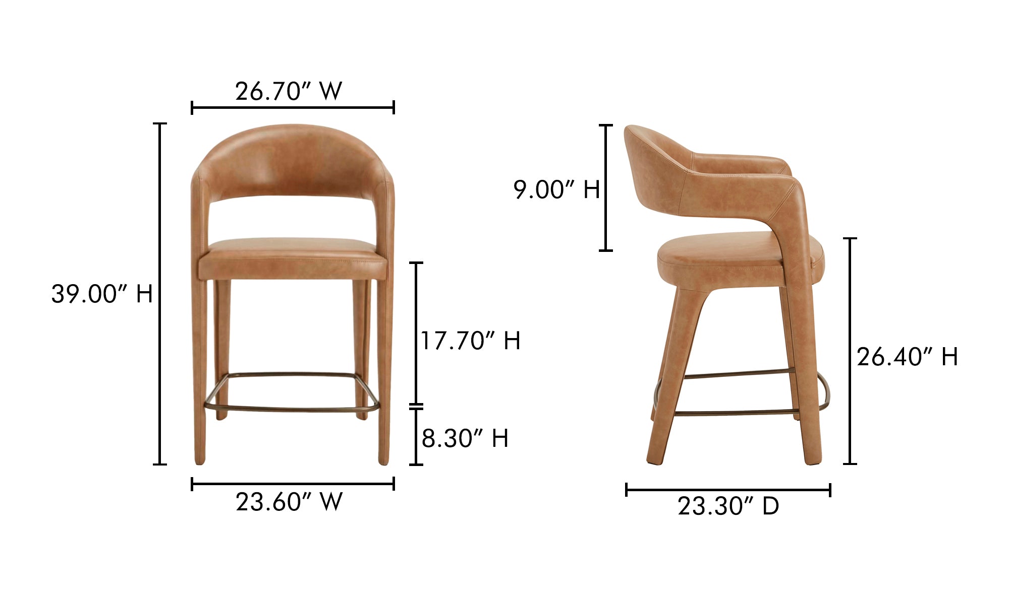 Martens Counter Stool Brown Leather