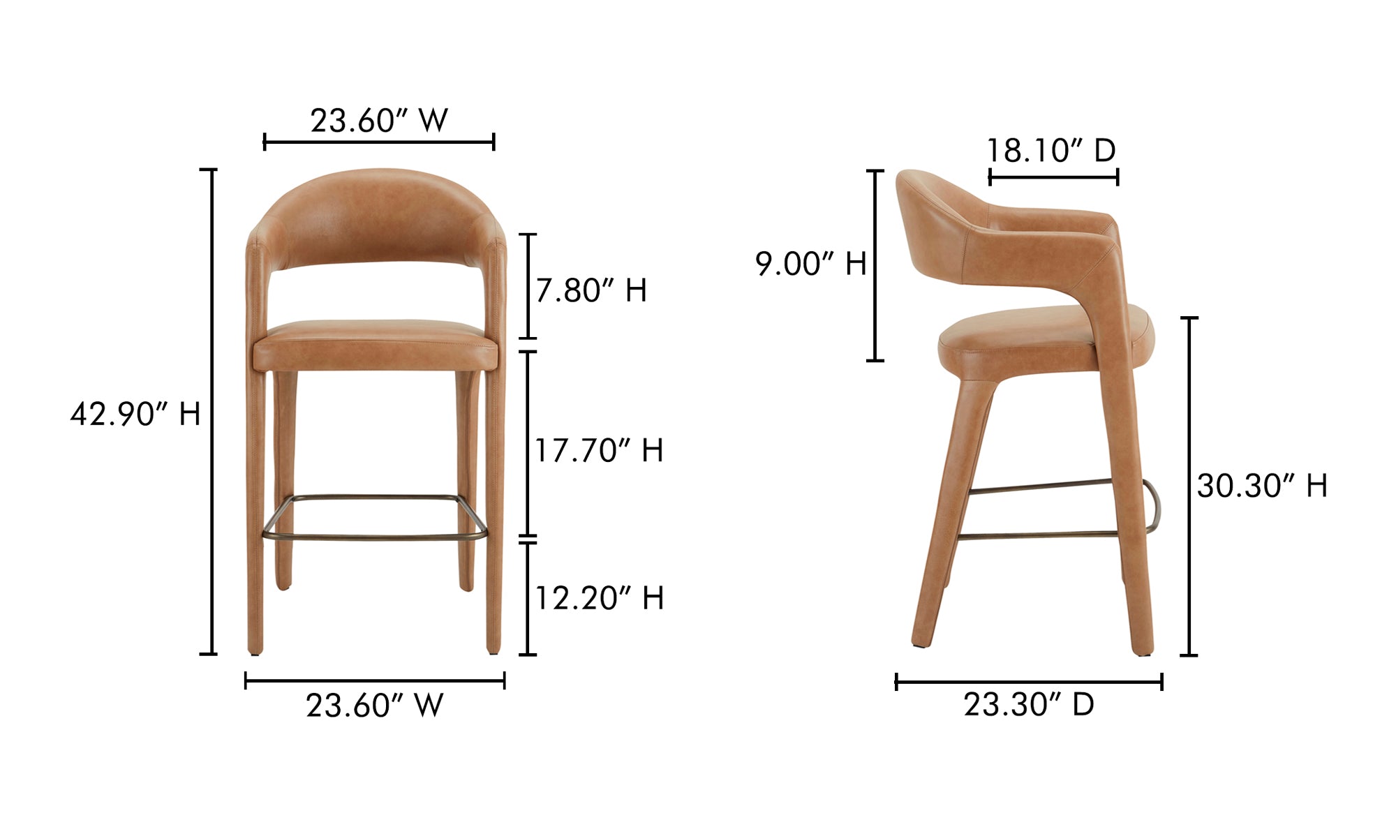 Martens Bar Stool Brown Leather