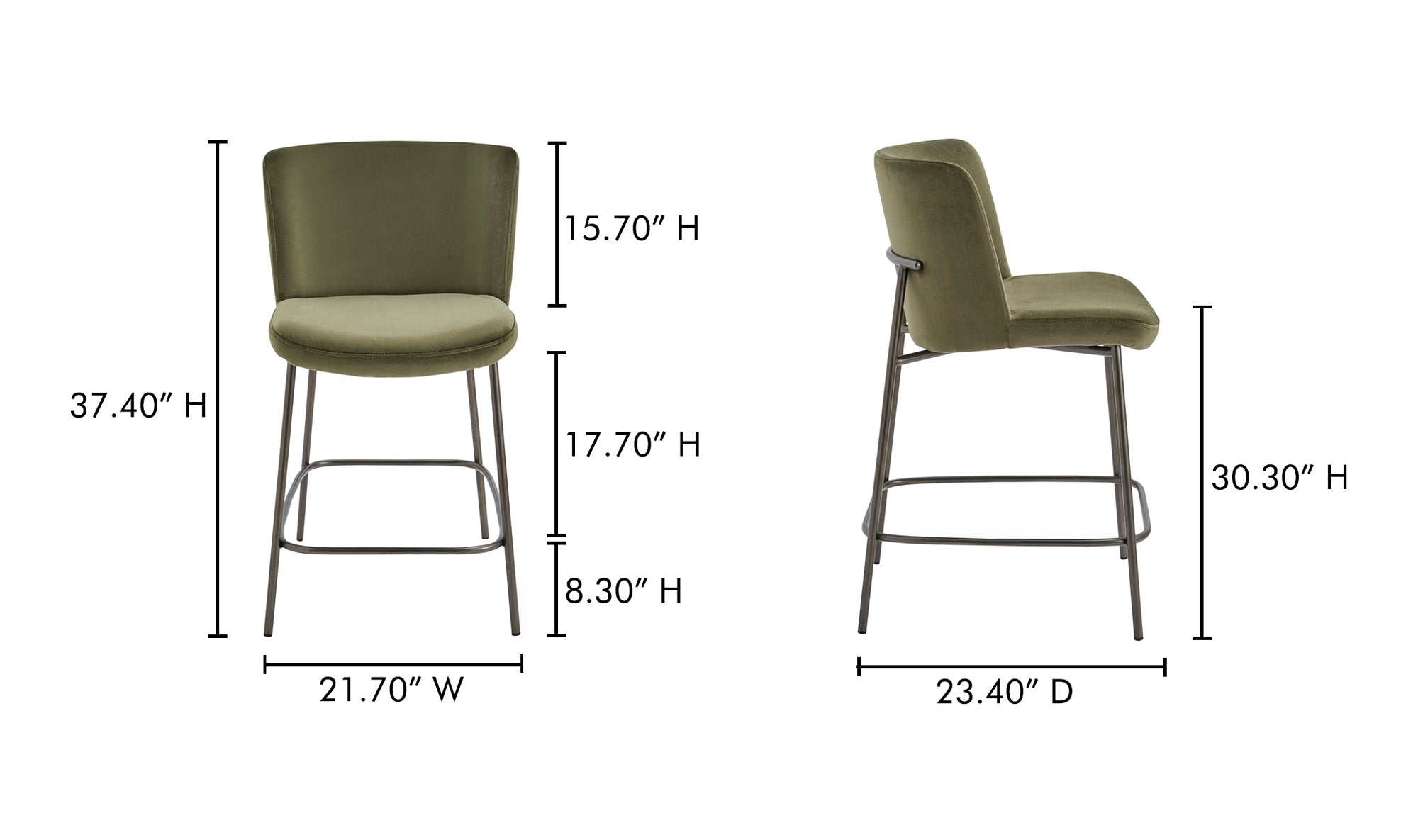 Early Counter Stool Faux Green Mohair