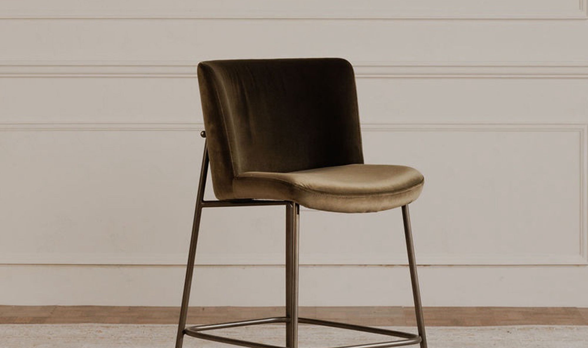 Early Bar Stool Faux Green Mohair