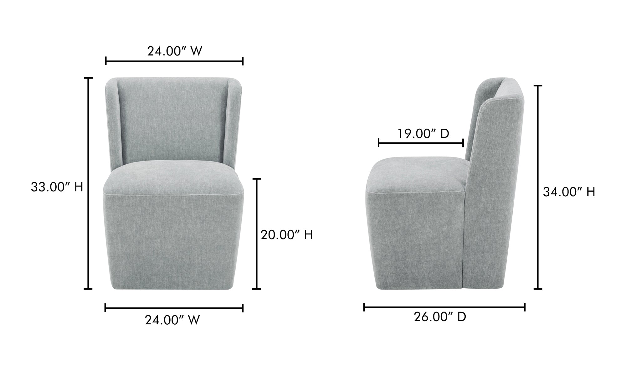 Cormac Rolling Dining Chair Performance Fabric Slate Green