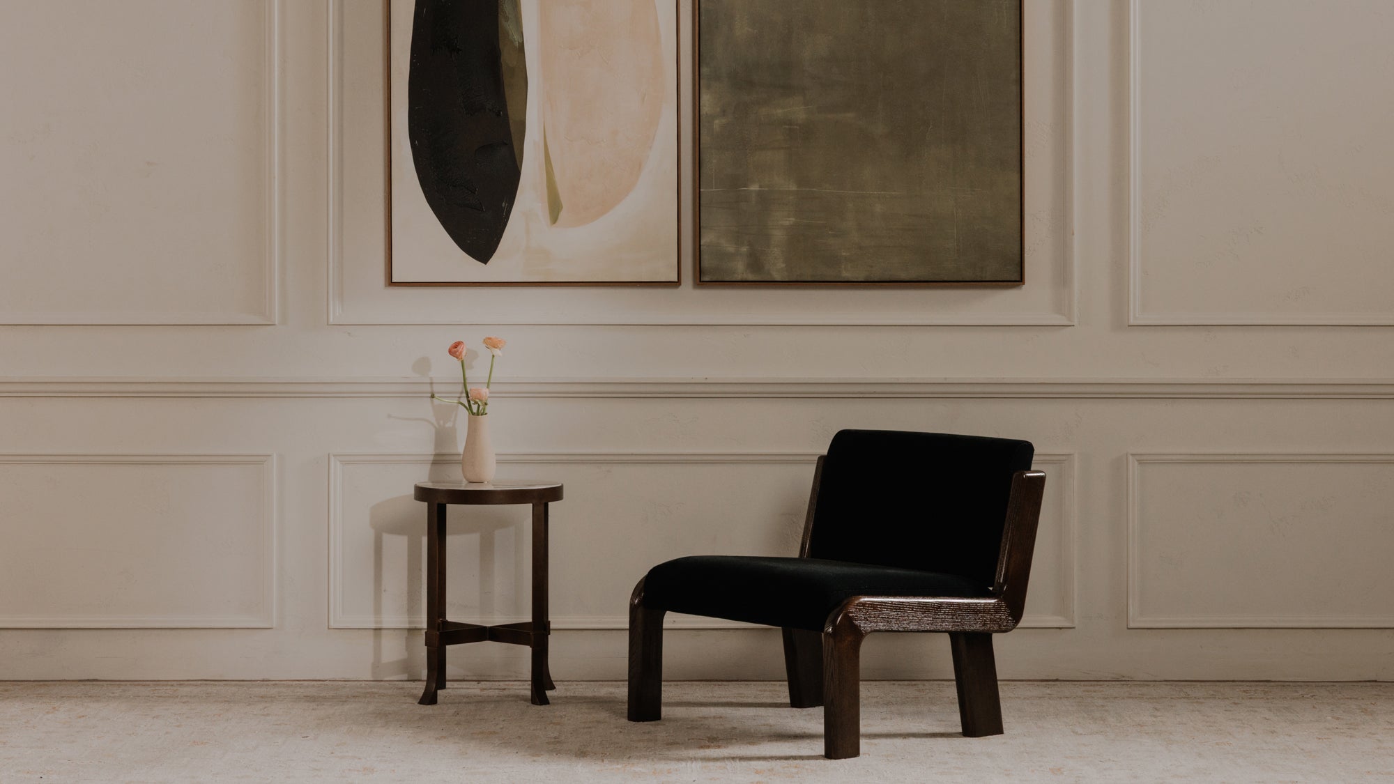 Edie Accent Chair Black Faux Mohair