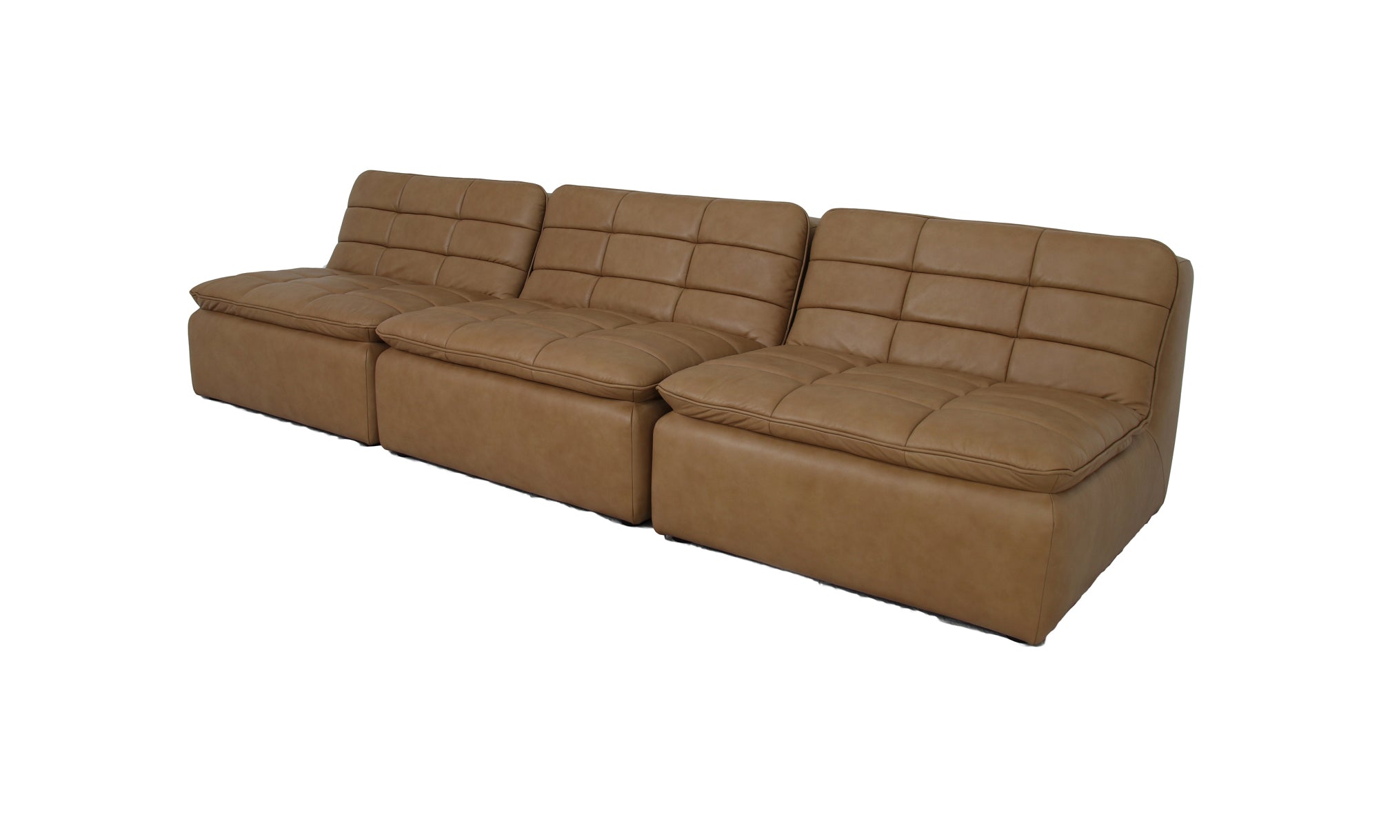 Lino Armless Modular Sofa Tan Leather