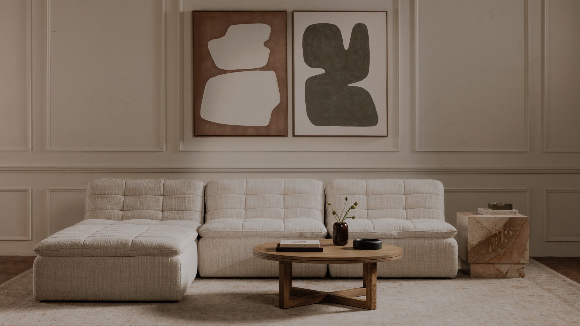 Lino Lounge Modular Sectional Textured Oat