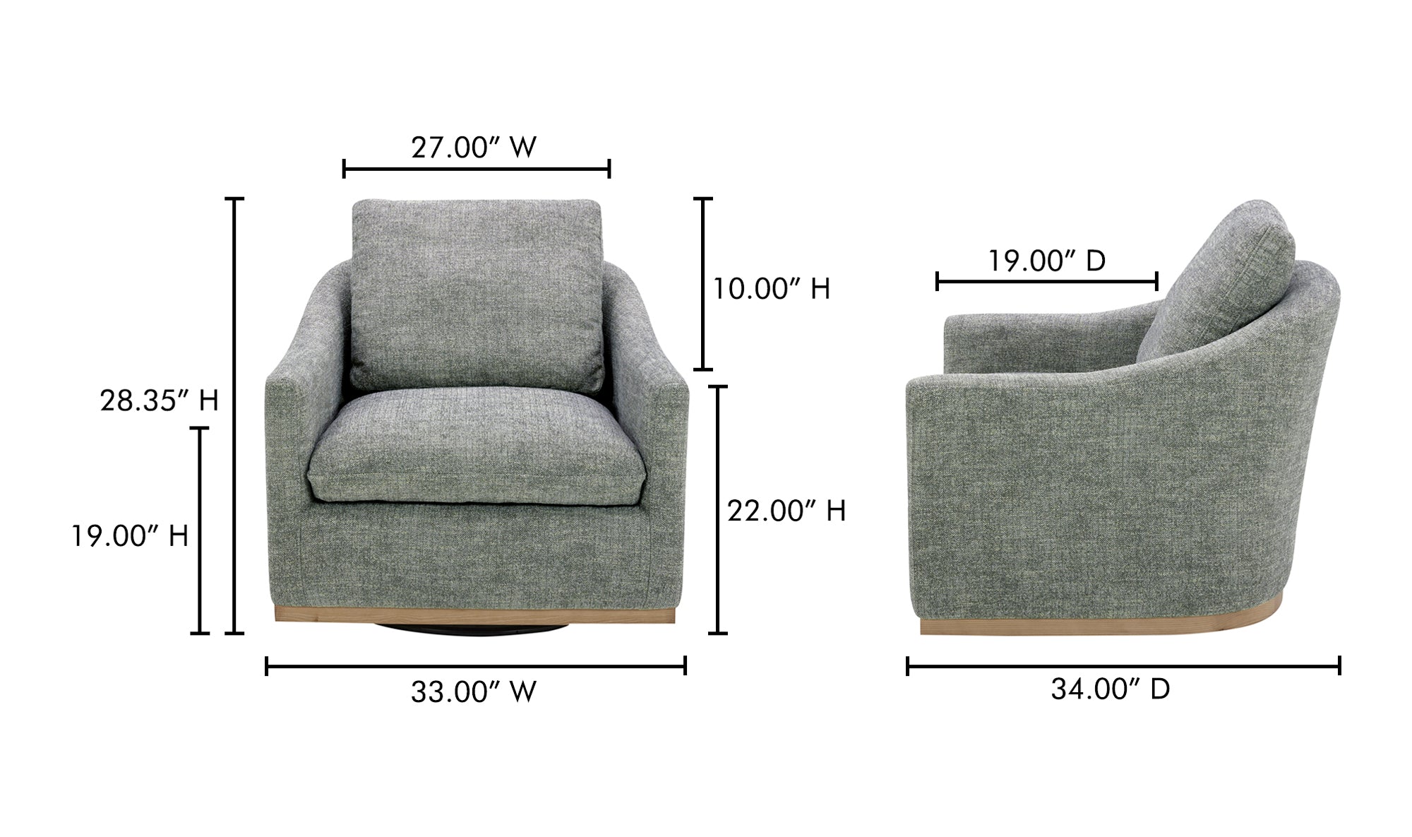 Linden Swivel Chair Slated Moss