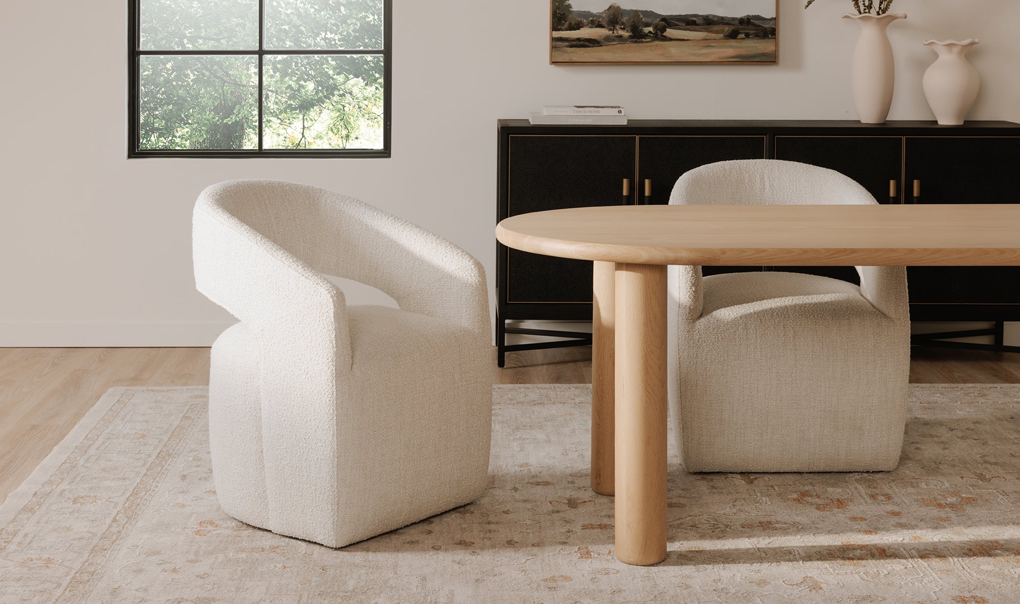 Barrow Rolling Dining Chair White Mist