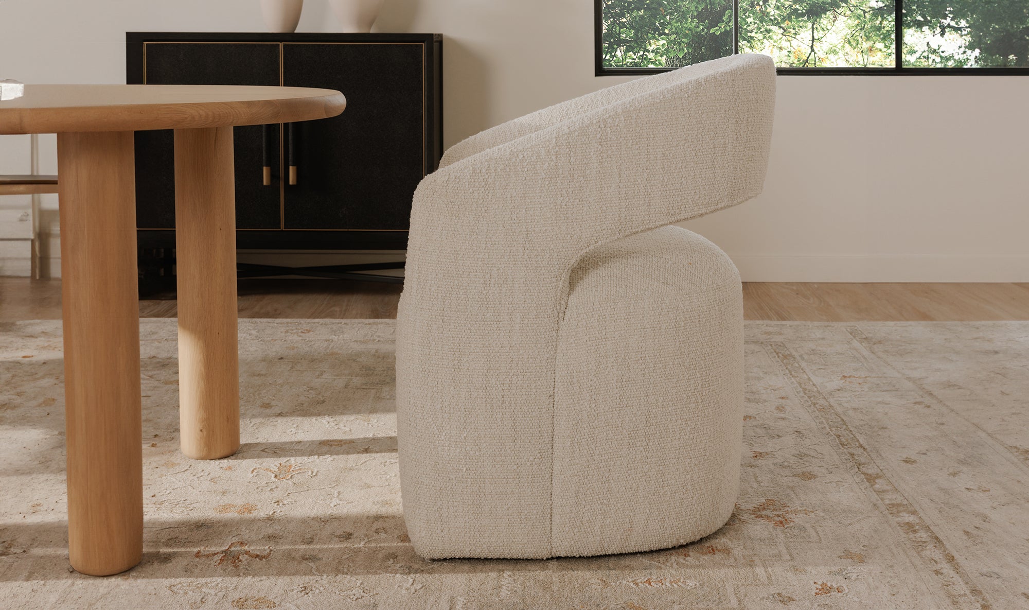 Barrow Rolling Dining Chair White Mist