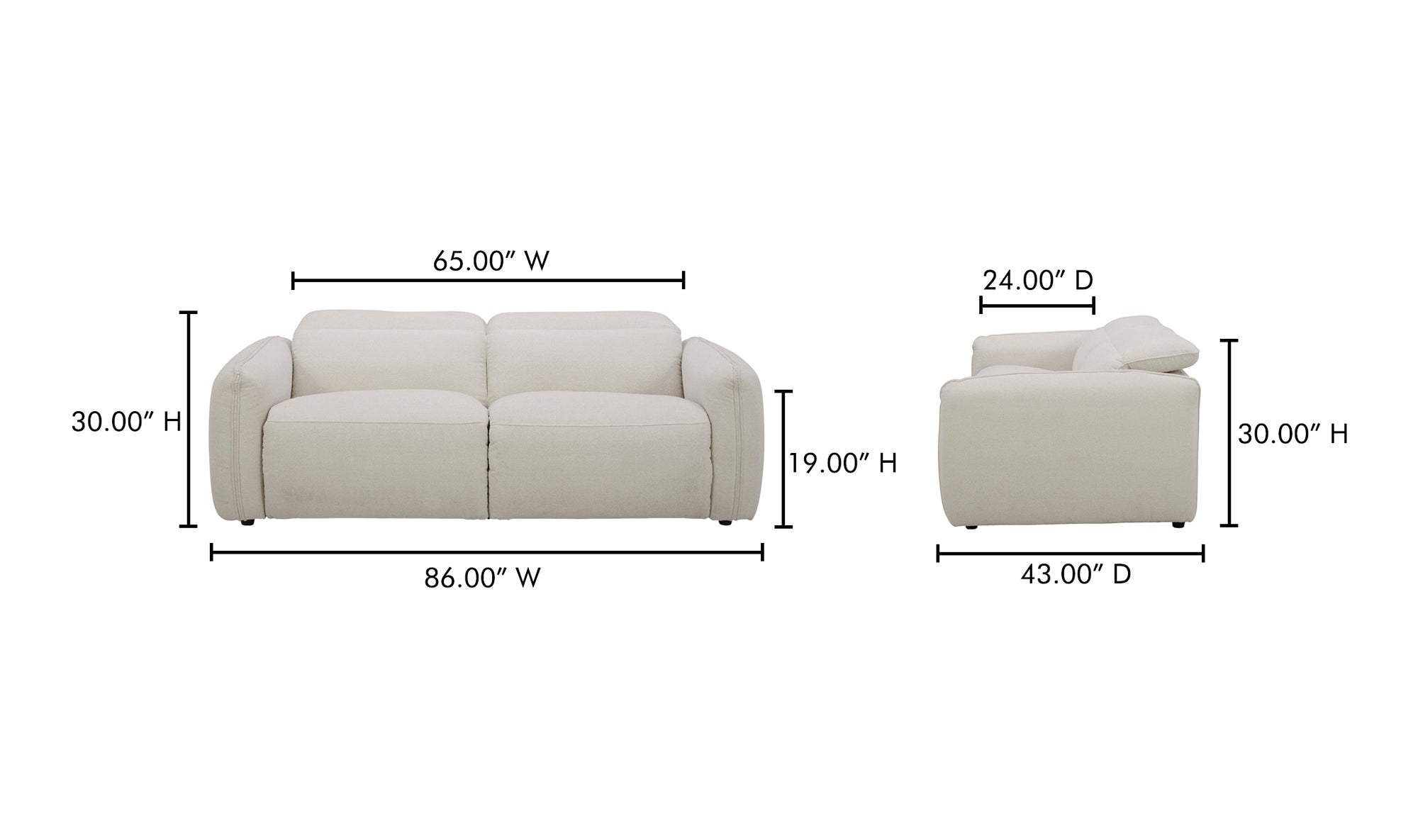 Eli Power Recliner Sofa Warm White