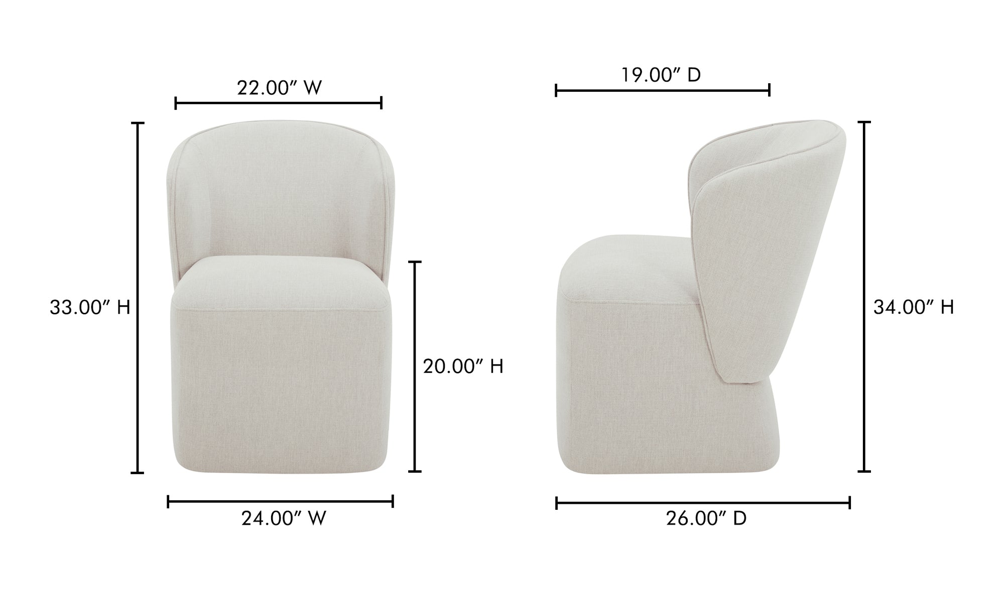 Larson Rolling Dining Chair Heather Grey