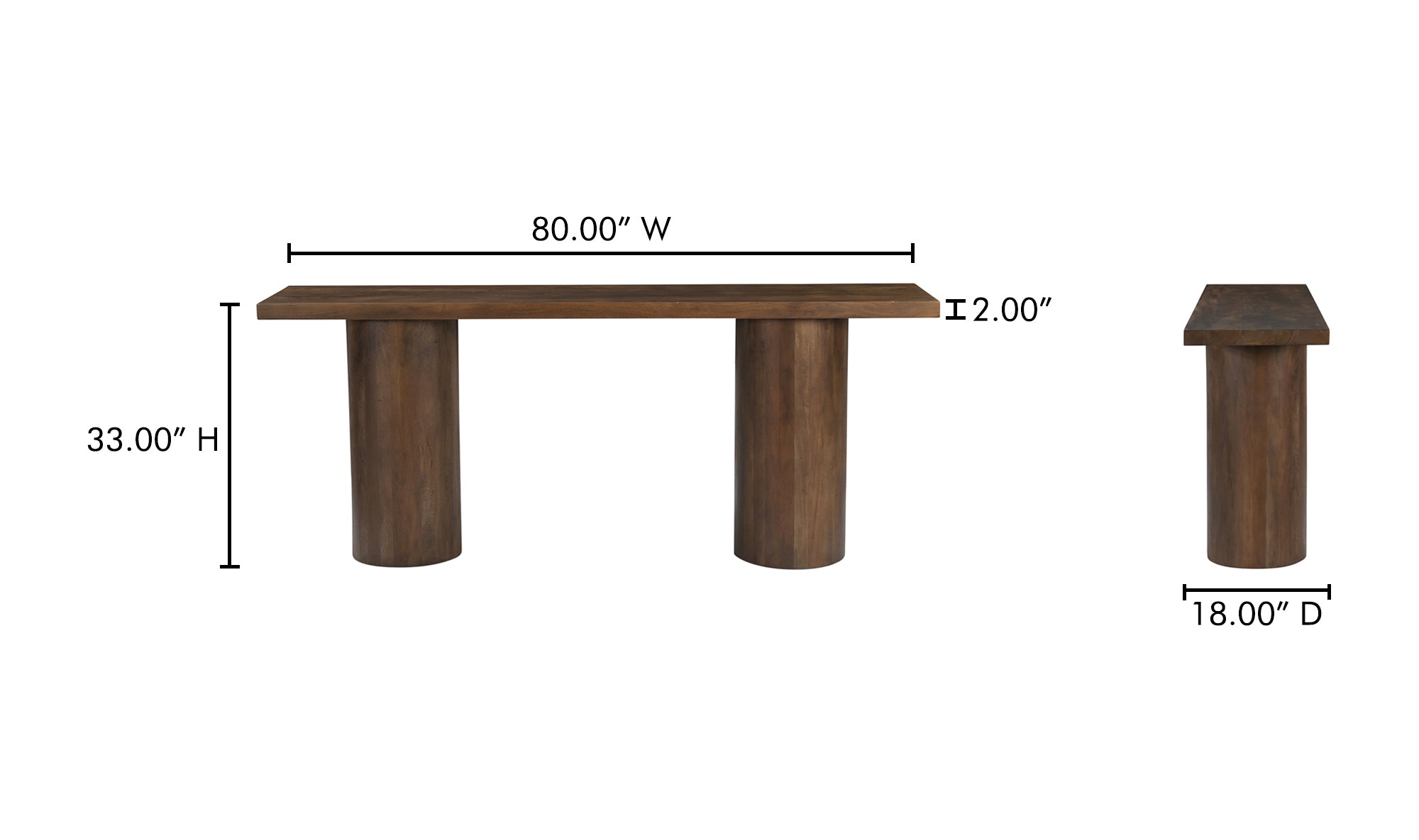 Hadley Console Table Warm Brown
