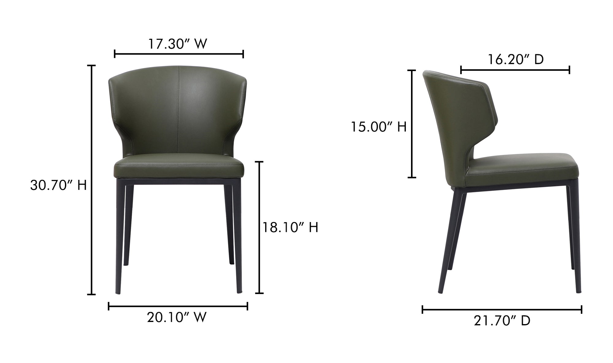 Delaney Dining Chair Dark Green-Set of Two