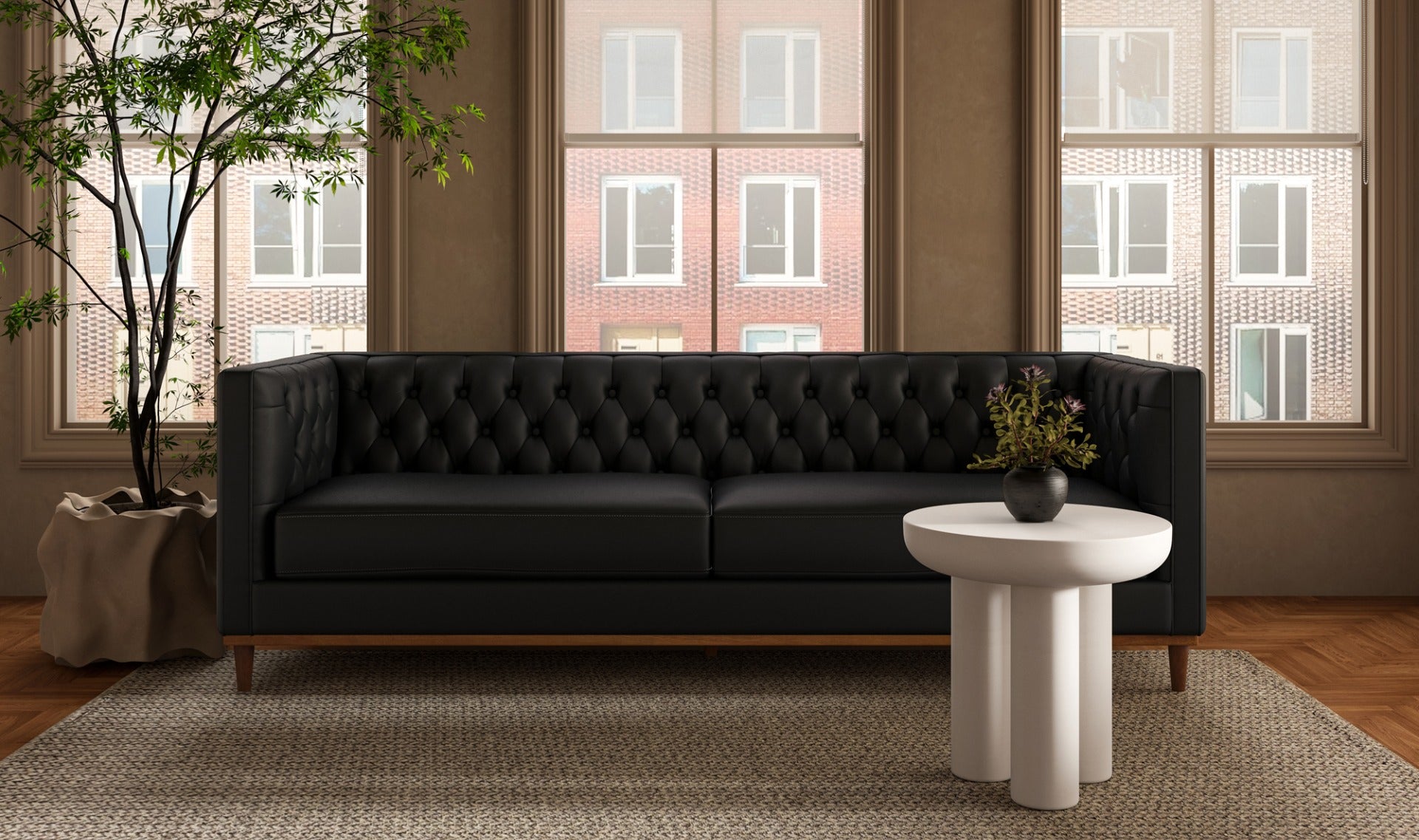 Fielder Sofa Black Leather