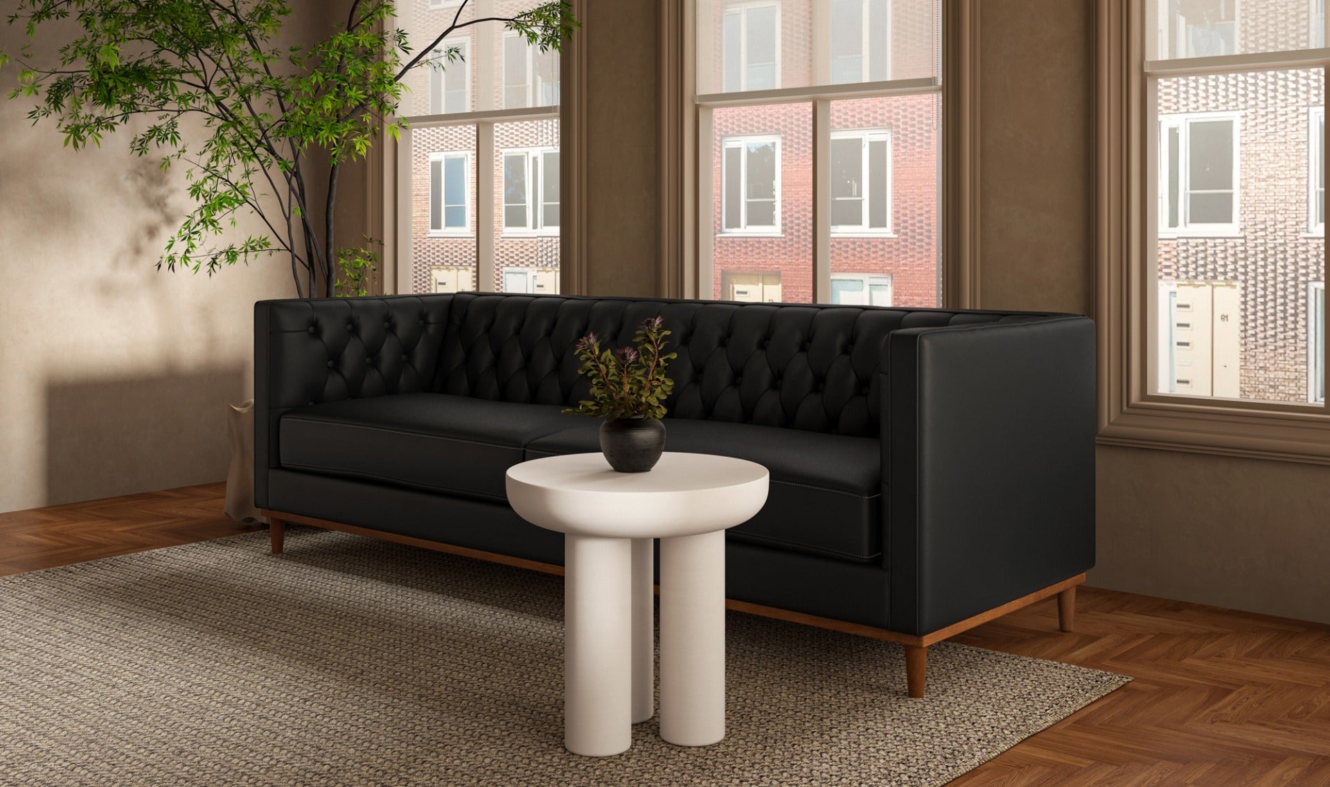 Fielder Sofa Black Leather