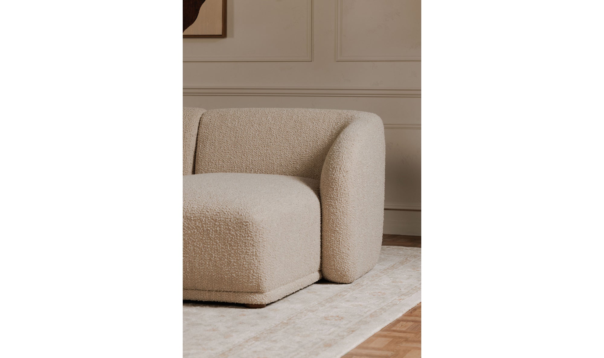 Faye Left Sectional Beige Boucle