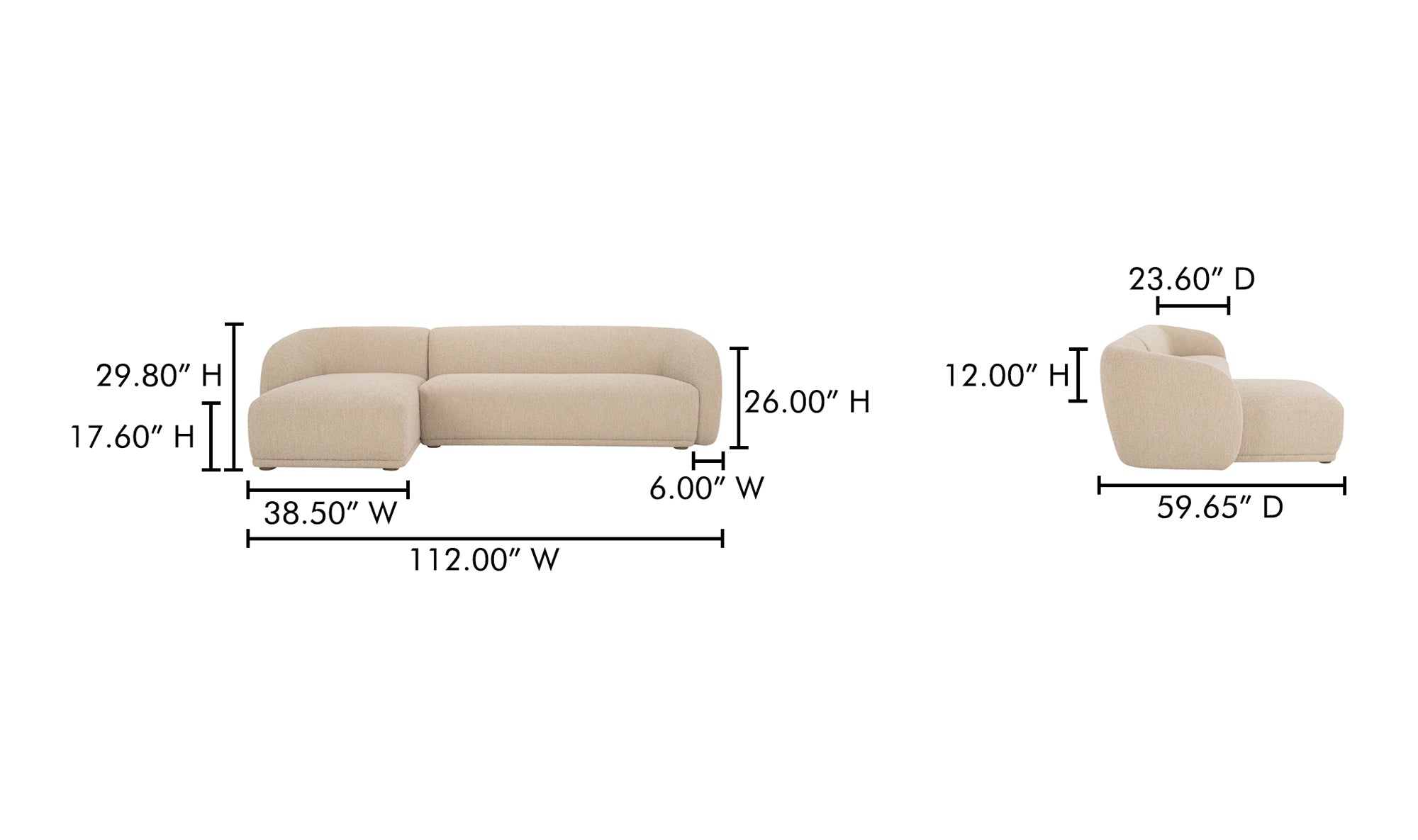 Faye Left Sectional Beige Boucle