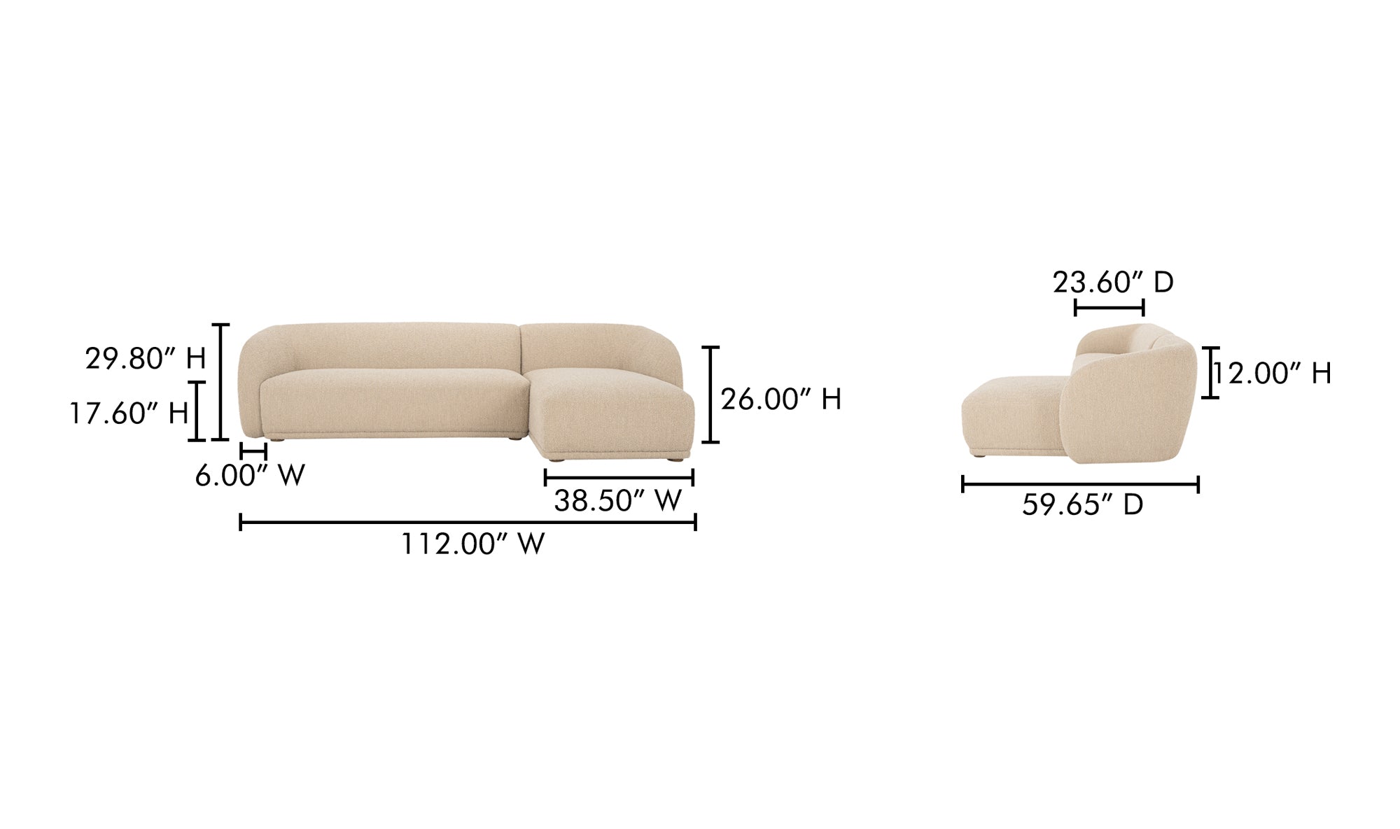 Faye Right Sectional Beige Boucle