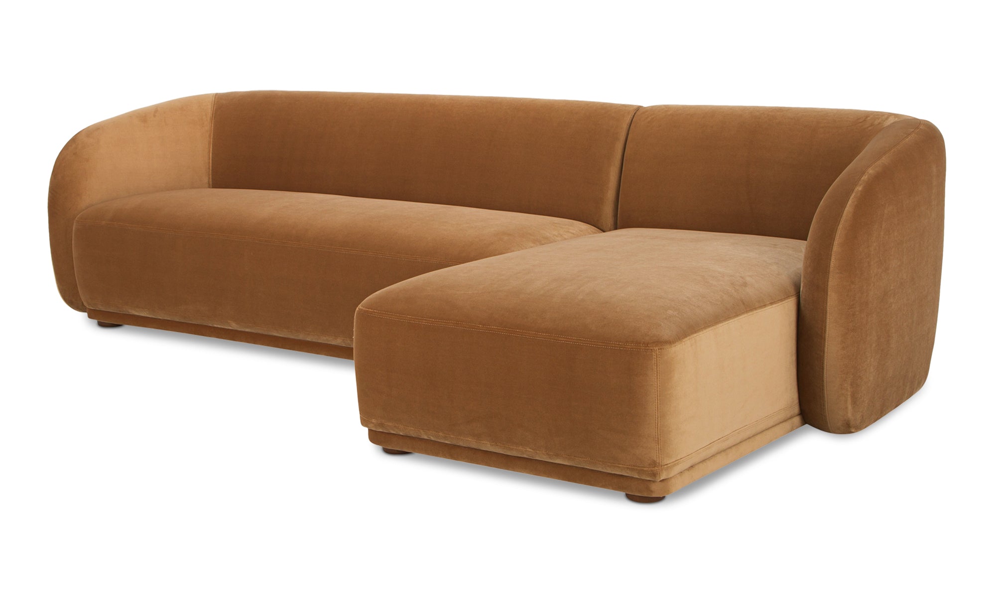 Faye Right Sectional Tan Faux Mohair