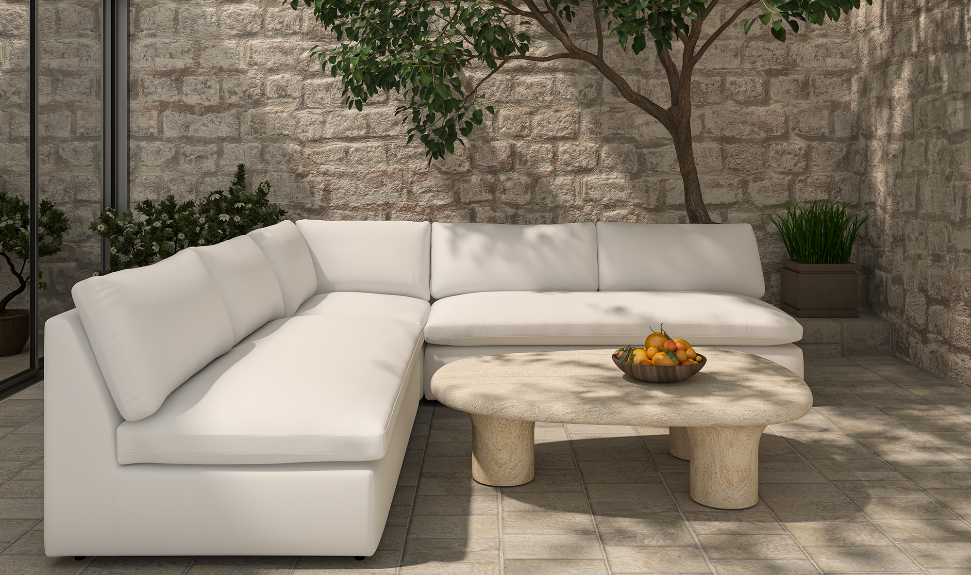 Miles Outdoor Modular 5 Piece White