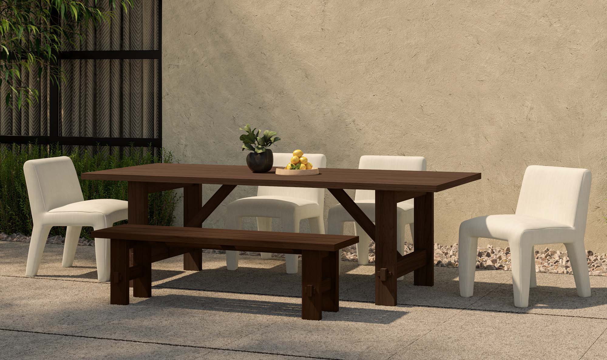 Esmond Outdoor Dining Bench Brown