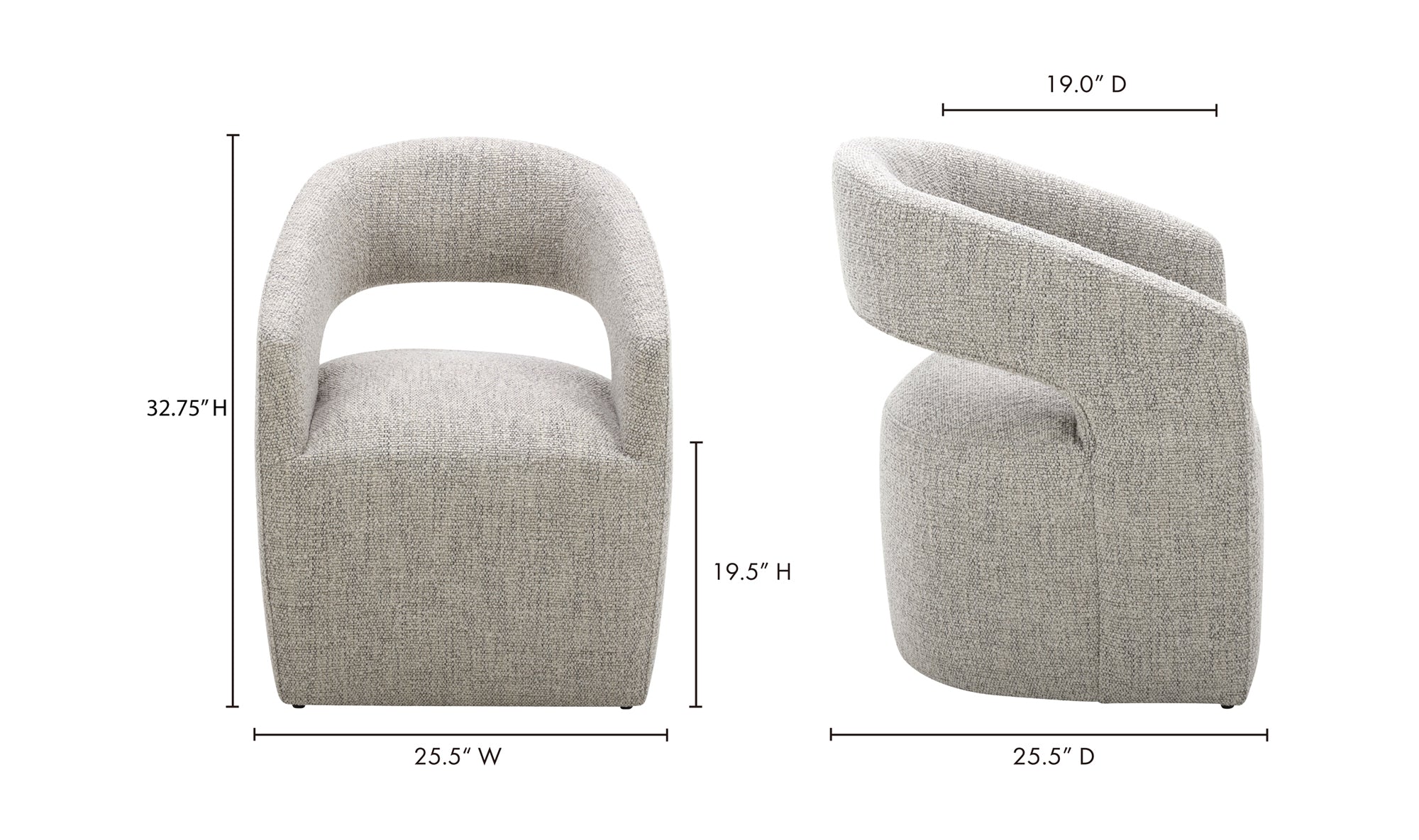 Barrow Rolling Dining Chair Grey Storm